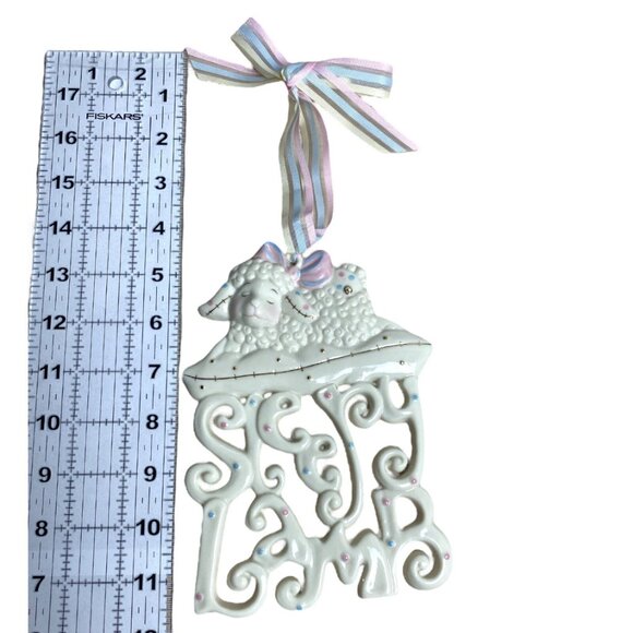 Lenox Lazy Lambs Sleepy Time Porcelain Wall Plaque w/ Box & Tag - Picture 3 of 6